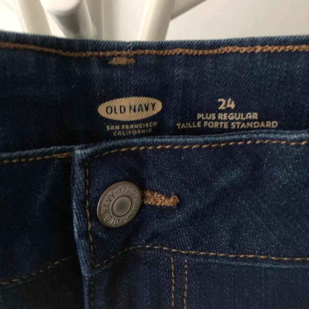 OLD NAVY BLUE JEANS DENIM STRETCH WIDE LEG CROP SIZE 24 NWOT - Picture 3 of 5